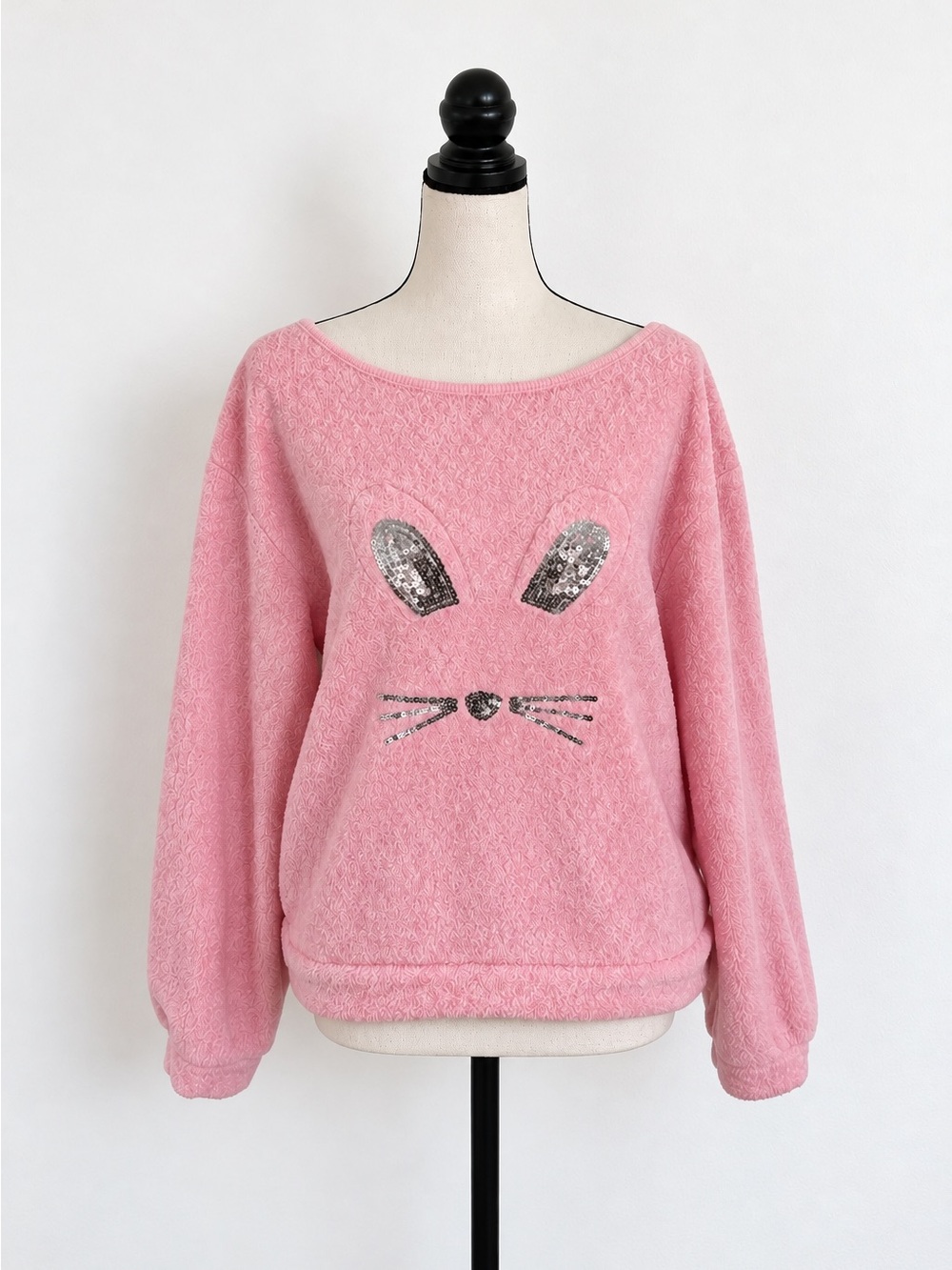 Women’s kidcore Pink Sequin Bunny pajama top -XS